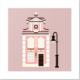 Cute Pink Building Pixel Art Posters and Art